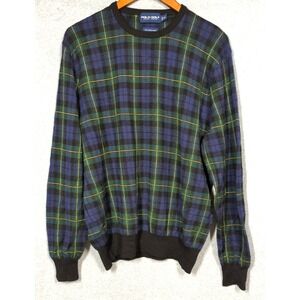 Polo Ralph Lauren Golf Sweater Men XL Merino Wool Plaid Windowpane Old Money